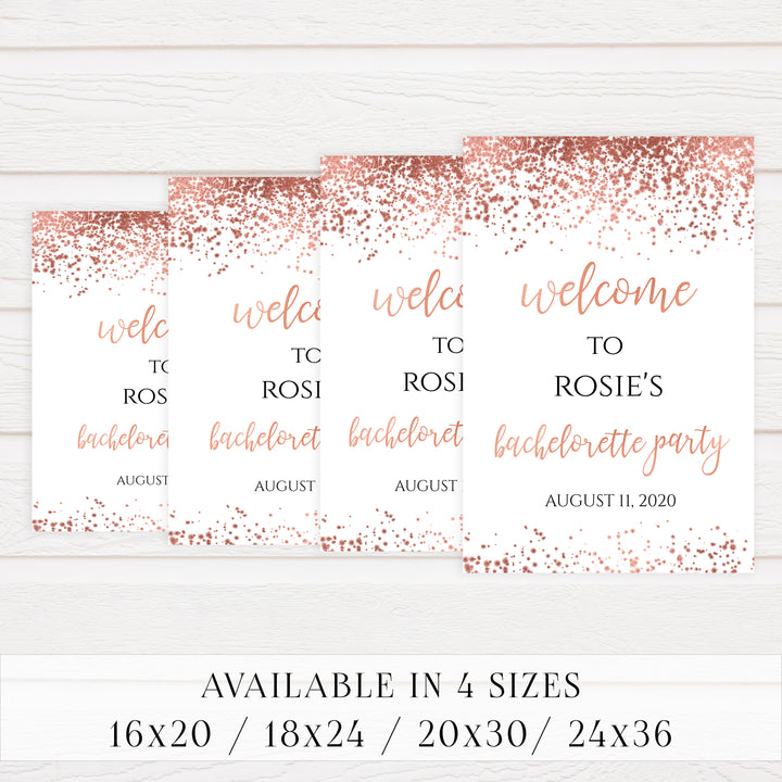 Editable Bachelorette Welcome Sign - Rose Gold Foil