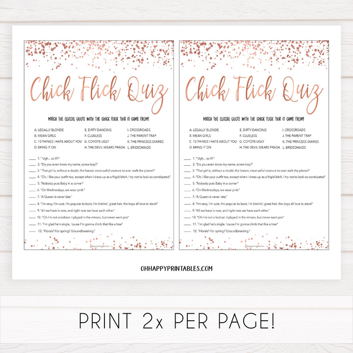 Rose gold bachelorette games, chick flick quiz bachelorette games, bridal shower games, top 10 baby games, fun bachelorette games, top bridal games, rose gold games