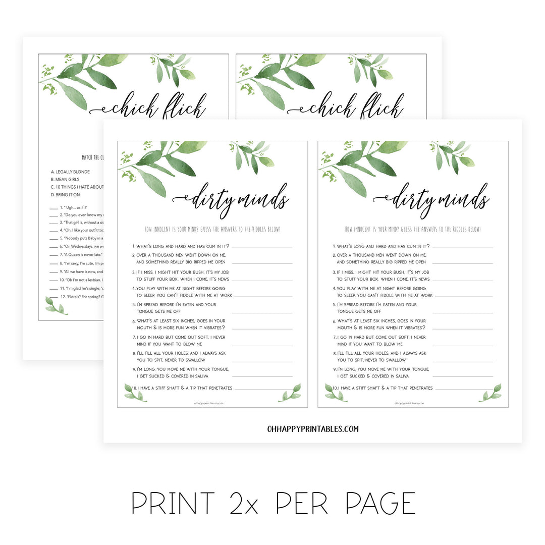 4 Bachelorette Party Games Bundle - Greenery