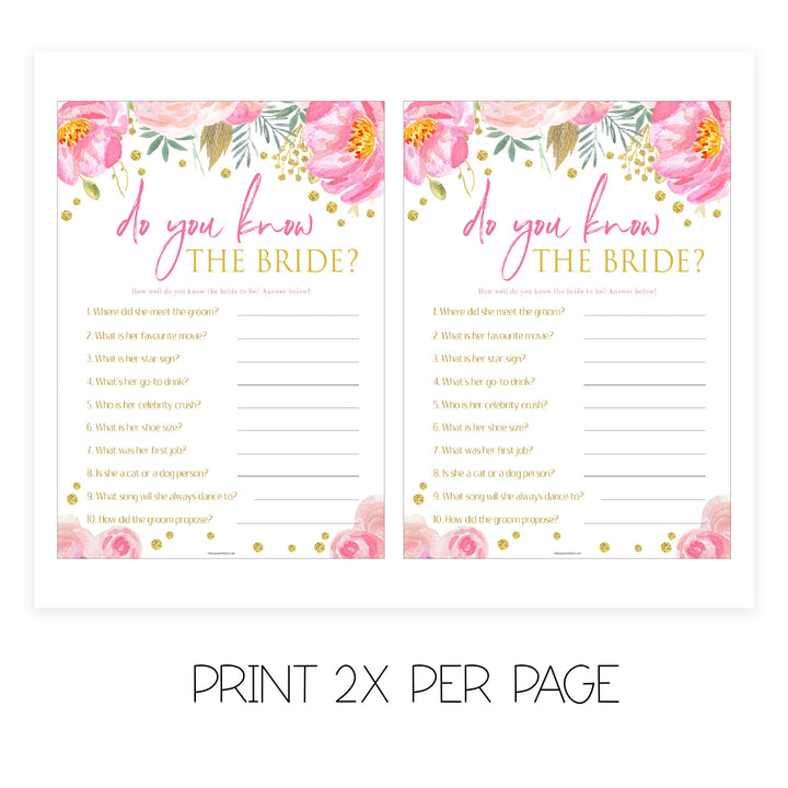 4 Bridal Shower Games Bundle - Blush & Gold
