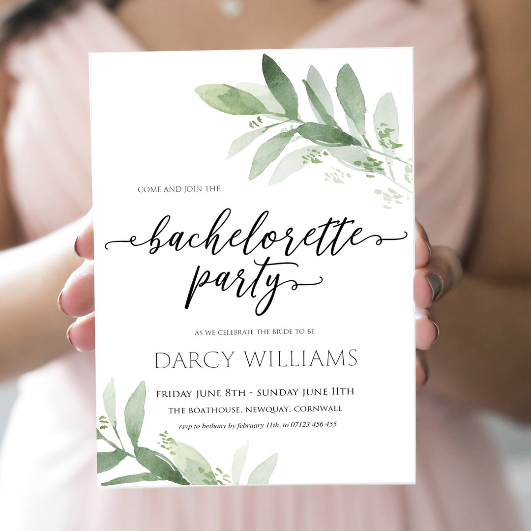 bachelorette party invite, greenery bridal shower invite, mobile invites, editable bridal shower invite, corjl bridal invite, bachelorette party invite