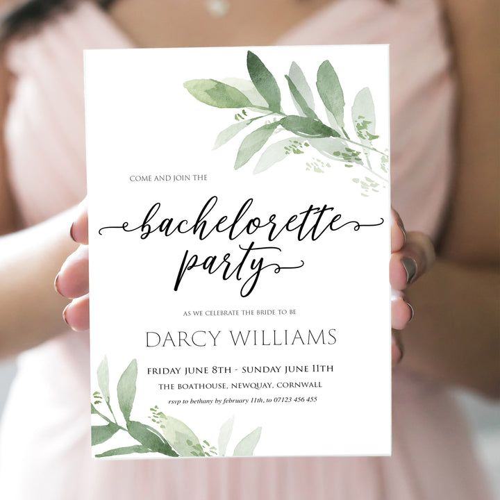 bachelorette party invite, greenery bridal shower invite, mobile invites, editable bridal shower invite, corjl bridal invite, bachelorette party invite