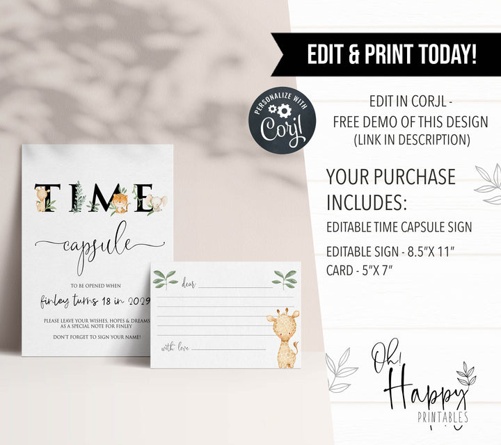 editable wild one time capsule keepsake, first birthday time capsule keepsake, printable time capsule keepsake, first birthday ideas, where the wild ones are keepsake