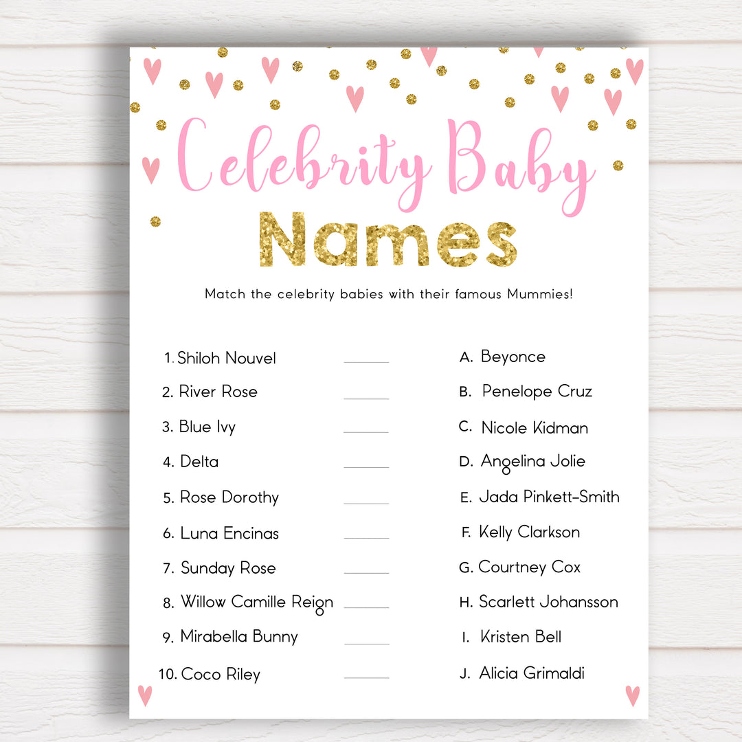 Celebrity Baby Name Game in Pink