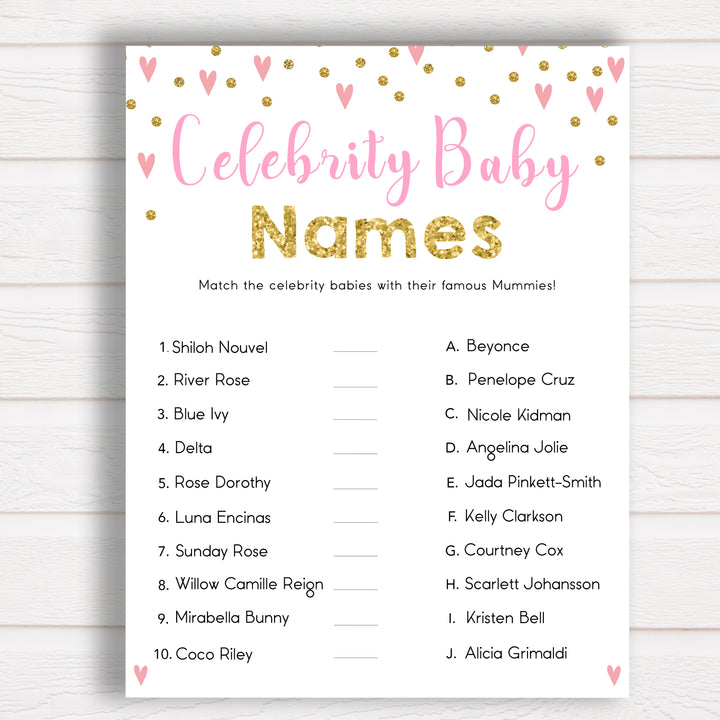 Celebrity Baby Name Game in Pink