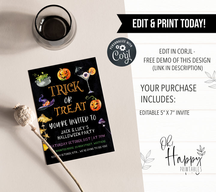 halloween invitations, editable halloween invitations, printable halloween invitations, spooky halloween invitations