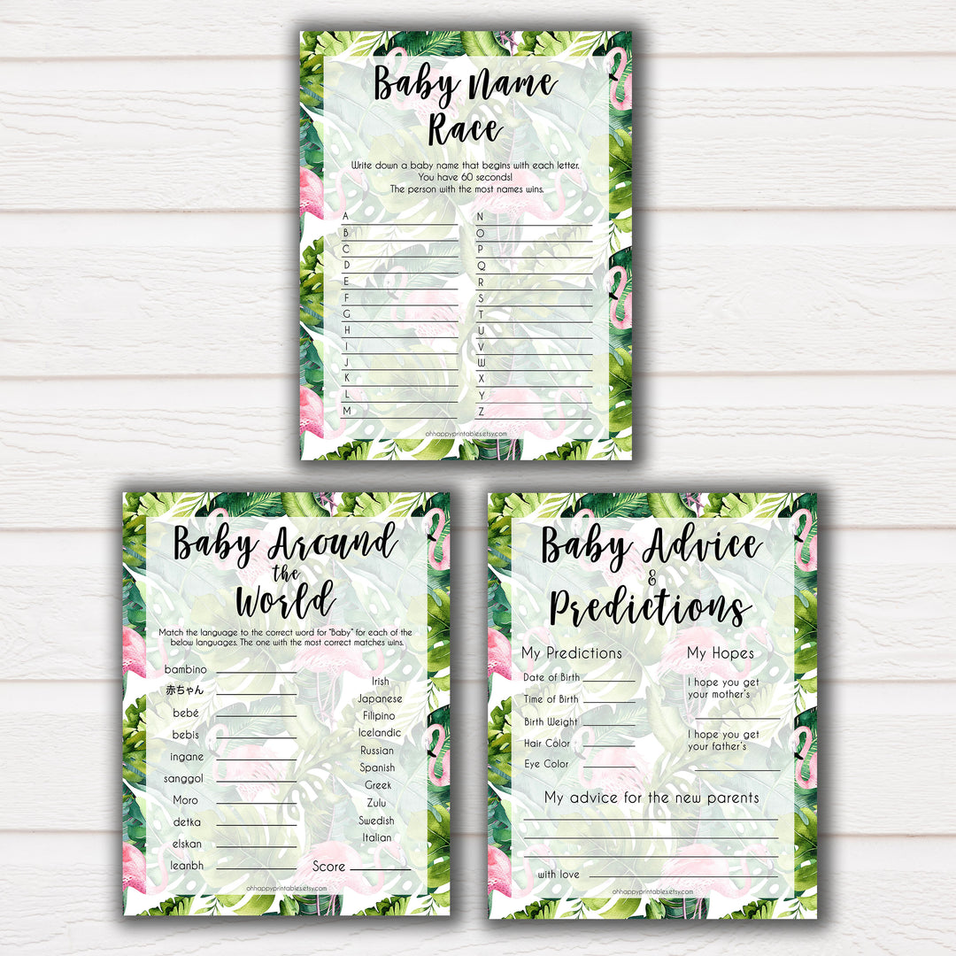 Tropical baby shower games, baby shower games bundle, Baby shower ideas, baby shower party games