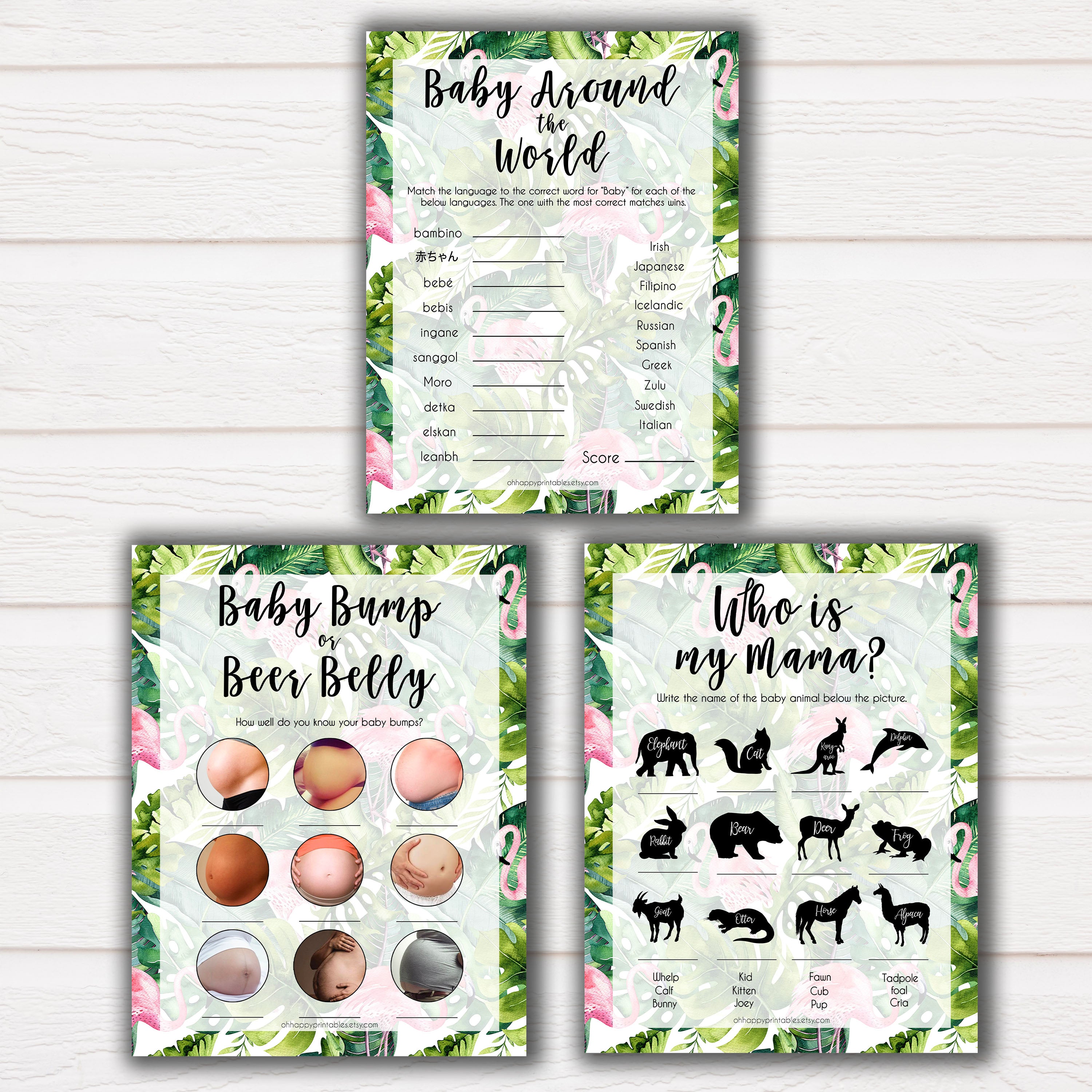 Tropical baby shower games, baby shower games bundle, Baby shower ideas, baby shower party games