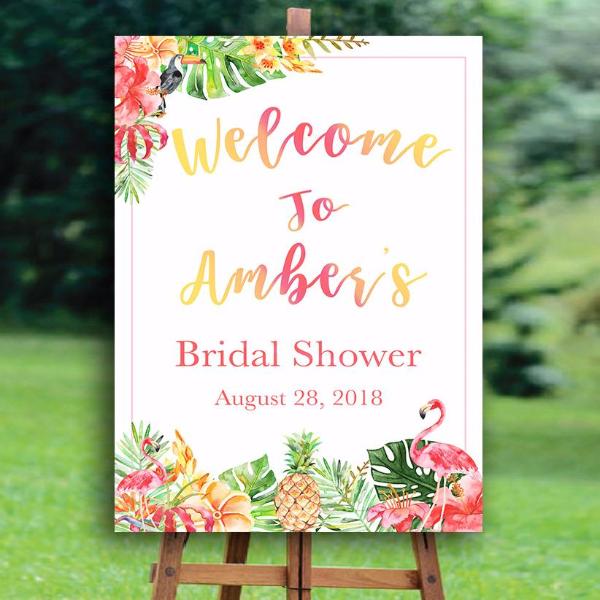 Tropical Bridal Shower Welcome Sign Backdrop Printable