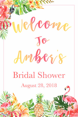 Tropical Bridal Shower Welcome Sign Backdrop Printable