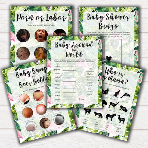 Tropical Baby Shower Game Pack Bundle Baby Shower Games