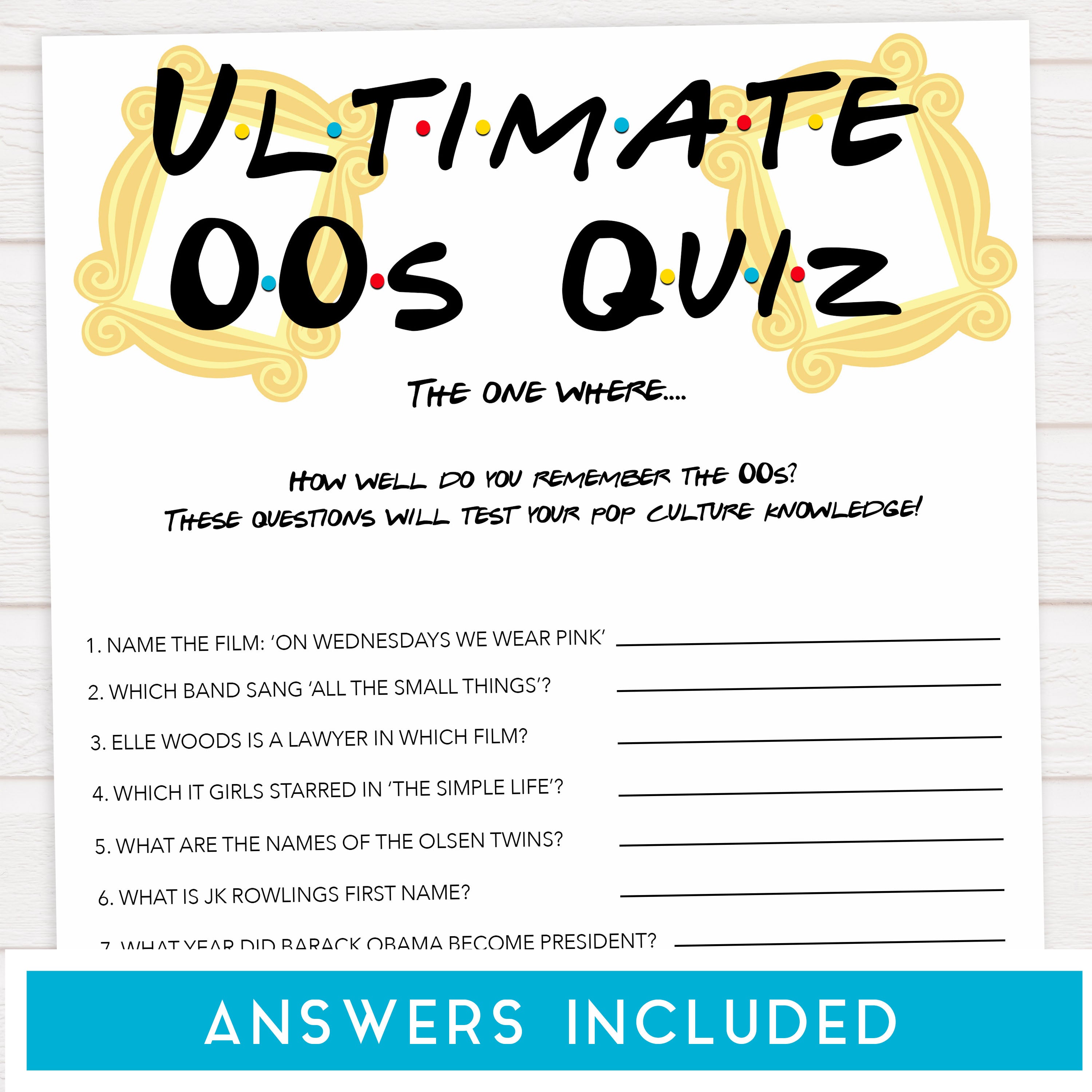 ultimate 00s quiz, Printable bachelorette games, friends bachelorette, friends hen party games, fun hen party games, bachelorette game ideas, friends adult party games, naughty hen games, naughty bachelorette games