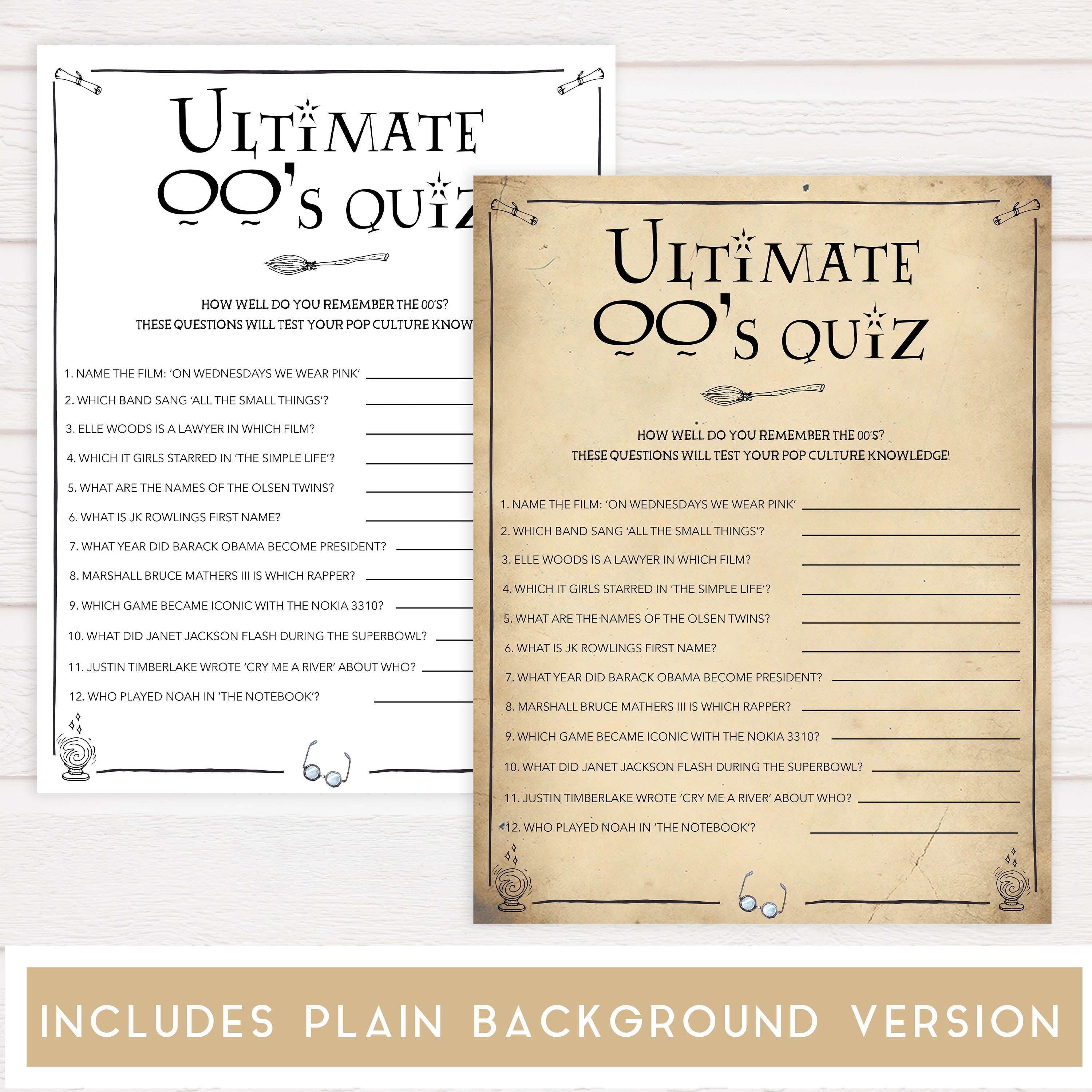 ultimate 00s quiz, bridal 00s quiz game, Printable bachelorette games, Harry Potter bachelorette, Harry Potter hen party games, fun hen party games, bachelorette game ideas, Harry Potter adult party games, naughty hen games, naughty bachelorette games