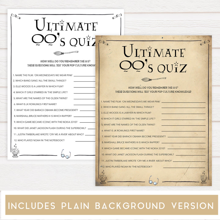 ultimate 00s quiz, bridal 00s quiz game, Printable bachelorette games, Harry Potter bachelorette, Harry Potter hen party games, fun hen party games, bachelorette game ideas, Harry Potter adult party games, naughty hen games, naughty bachelorette games
