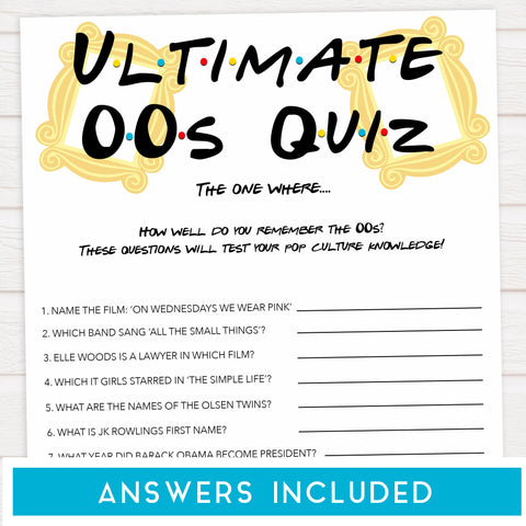 ultimate 00s quiz, Printable bachelorette games, friends bachelorette, friends hen party games, fun hen party games, bachelorette game ideas, friends adult party games, naughty hen games, naughty bachelorette games