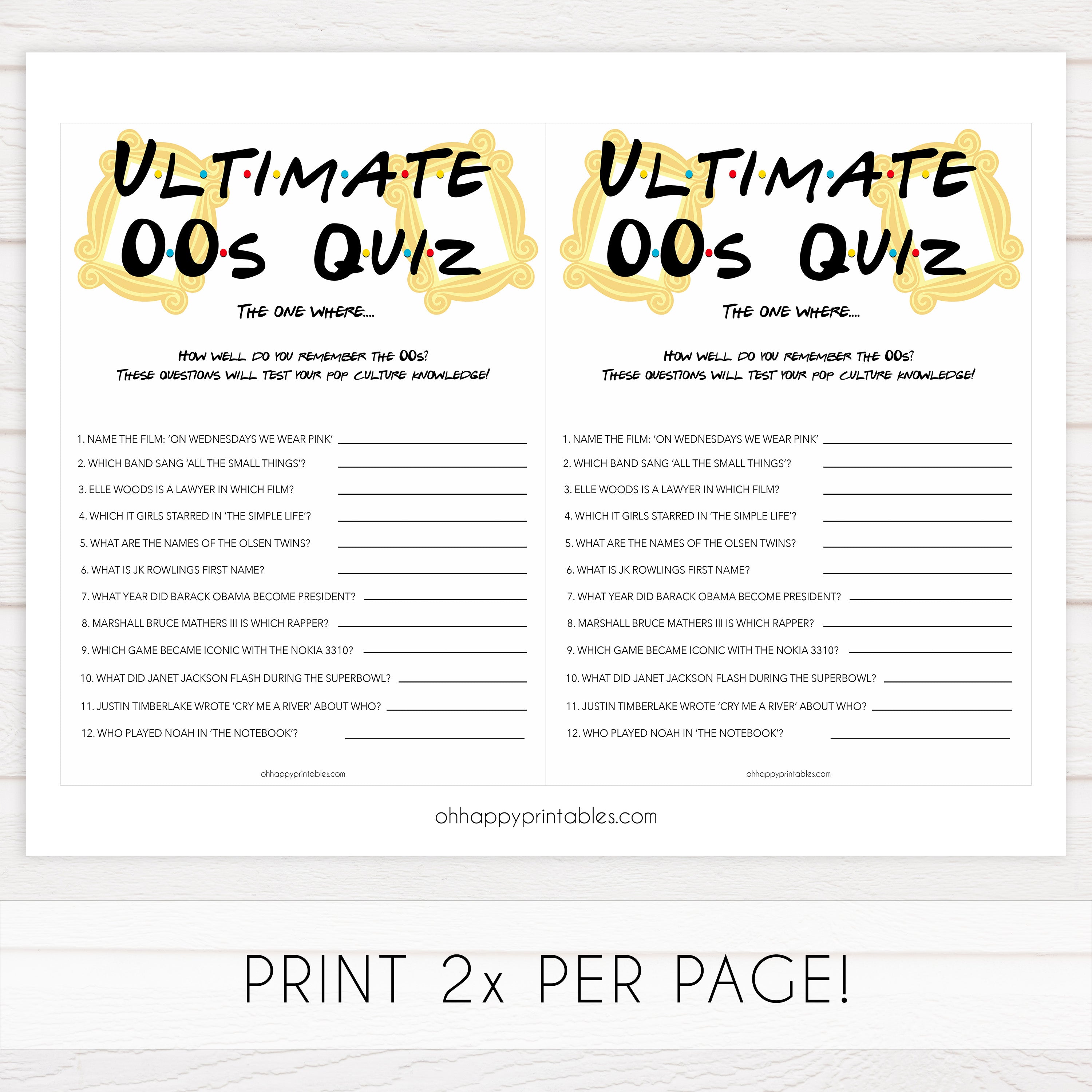 ultimate 00s quiz, Printable bachelorette games, friends bachelorette, friends hen party games, fun hen party games, bachelorette game ideas, friends adult party games, naughty hen games, naughty bachelorette games