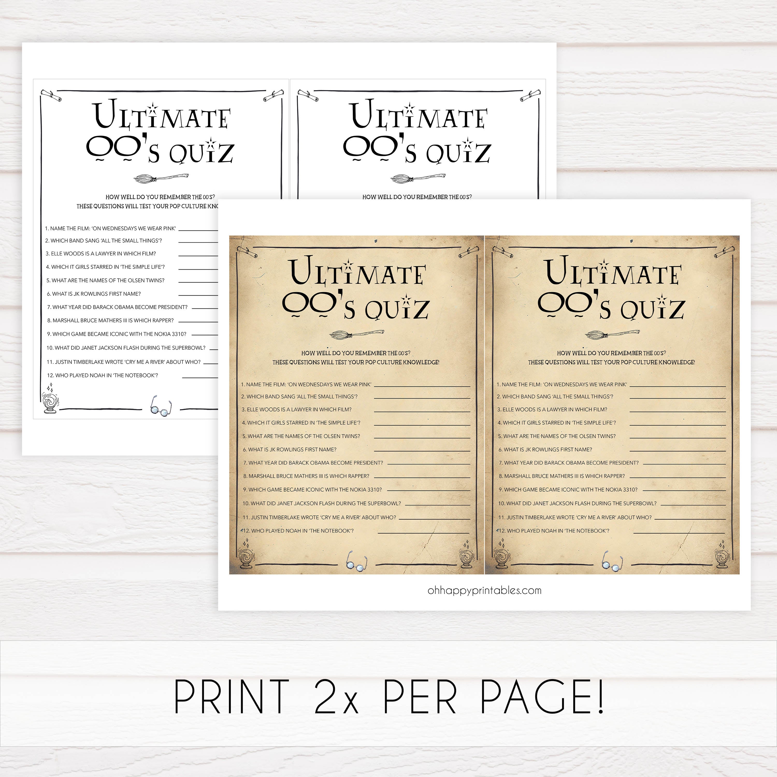 ultimate 00s quiz, bridal 00s quiz game, Printable bachelorette games, Harry Potter bachelorette, Harry Potter hen party games, fun hen party games, bachelorette game ideas, Harry Potter adult party games, naughty hen games, naughty bachelorette games