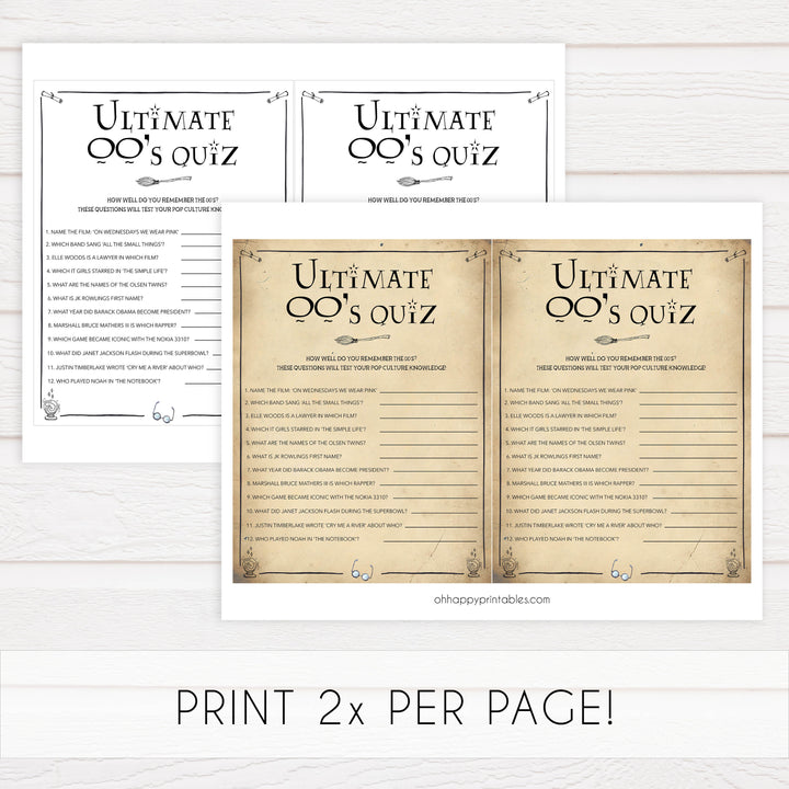 ultimate 00s quiz, bridal 00s quiz game, Printable bachelorette games, Harry Potter bachelorette, Harry Potter hen party games, fun hen party games, bachelorette game ideas, Harry Potter adult party games, naughty hen games, naughty bachelorette games