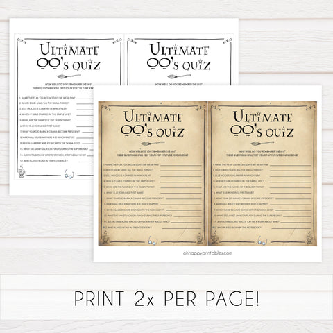 ultimate 00s quiz, bridal 00s quiz game, Printable bachelorette games, Harry Potter bachelorette, Harry Potter hen party games, fun hen party games, bachelorette game ideas, Harry Potter adult party games, naughty hen games, naughty bachelorette games