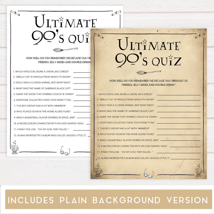 ultimate 90s quiz, bridal 90s quiz game, Printable bachelorette games, Harry Potter bachelorette, Harry Potter hen party games, fun hen party games, bachelorette game ideas, Harry Potter adult party games, naughty hen games, naughty bachelorette games