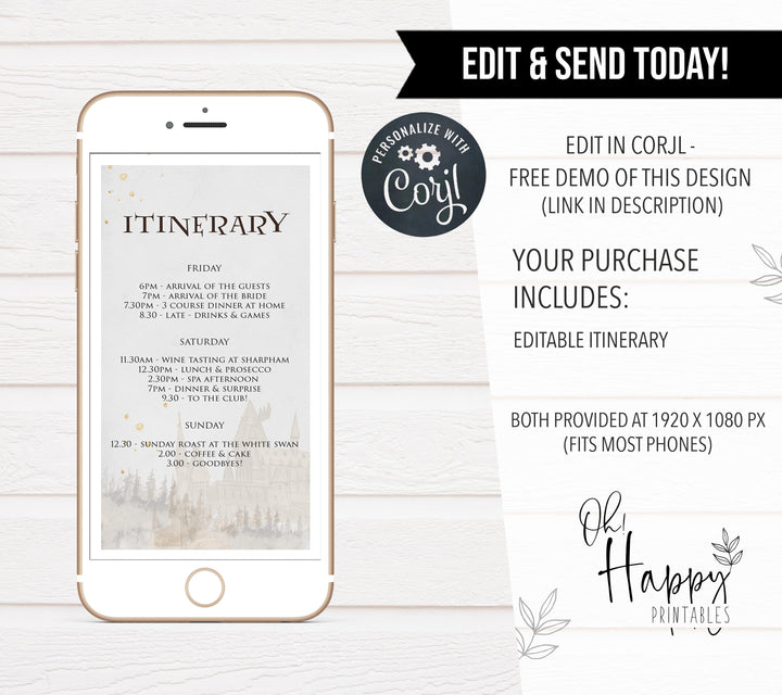editable bachelorette mobile invitations, harry potter bachelorette invitations, mobile bridal invites