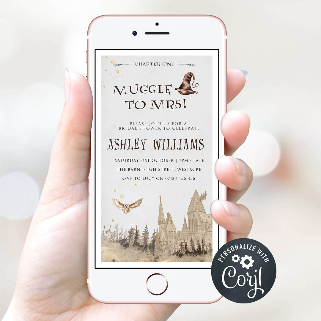 editable bachelorette mobile invitations, harry potter bachelorette invitations, mobile bridal invites