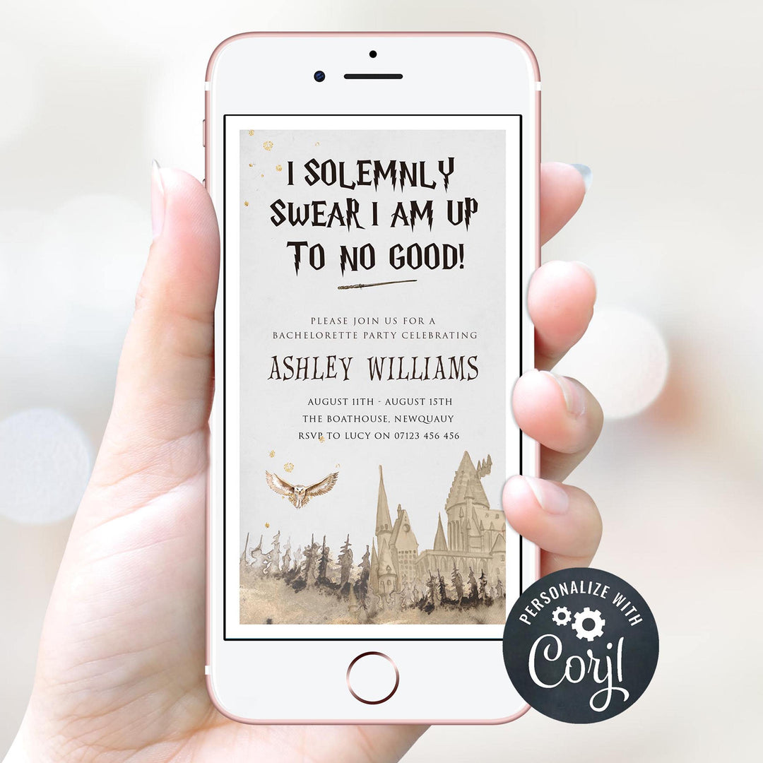 editable bachelorette mobile invitations, harry potter bachelorette invitations, mobile bridal invites