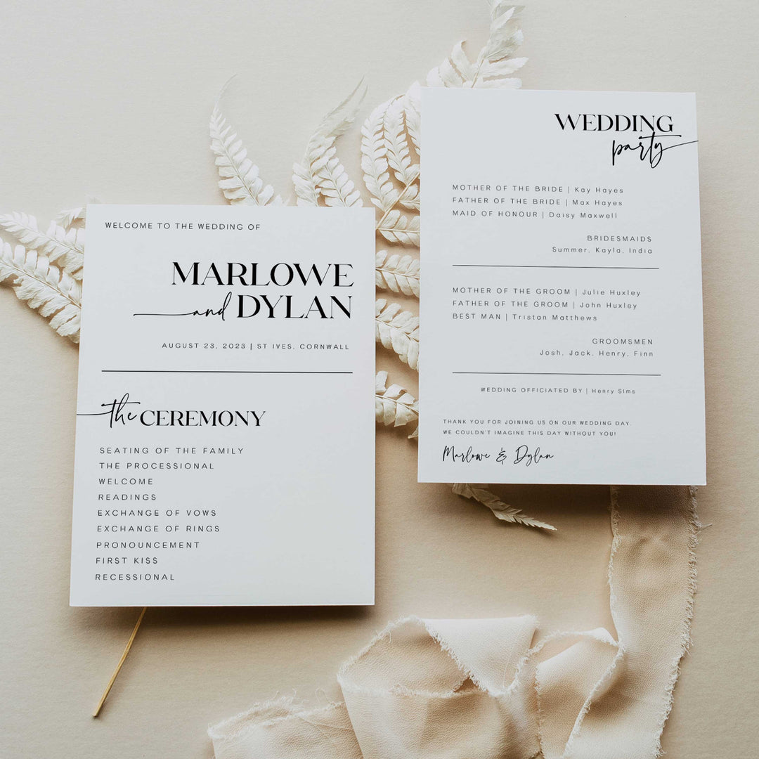 editable wedding program, printable wedding program, DIY wedding stationery, modern wedding stationery, wedding programs