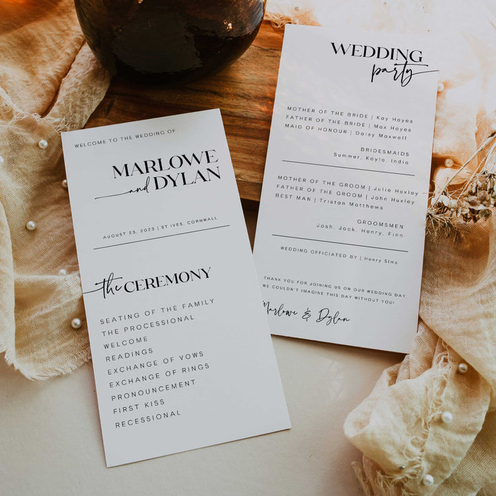 editable wedding program, printable wedding program, DIY wedding stationery, modern wedding stationery, wedding programs