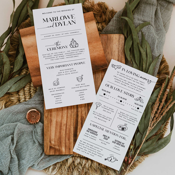 wedding infographic program, printable wedding templates, editable wedding templates, graphic wedding program