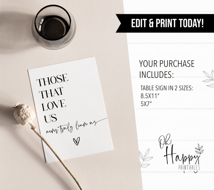 those that love us table sign, printable wedding table signs, modern wedding table signs, wedding table decor