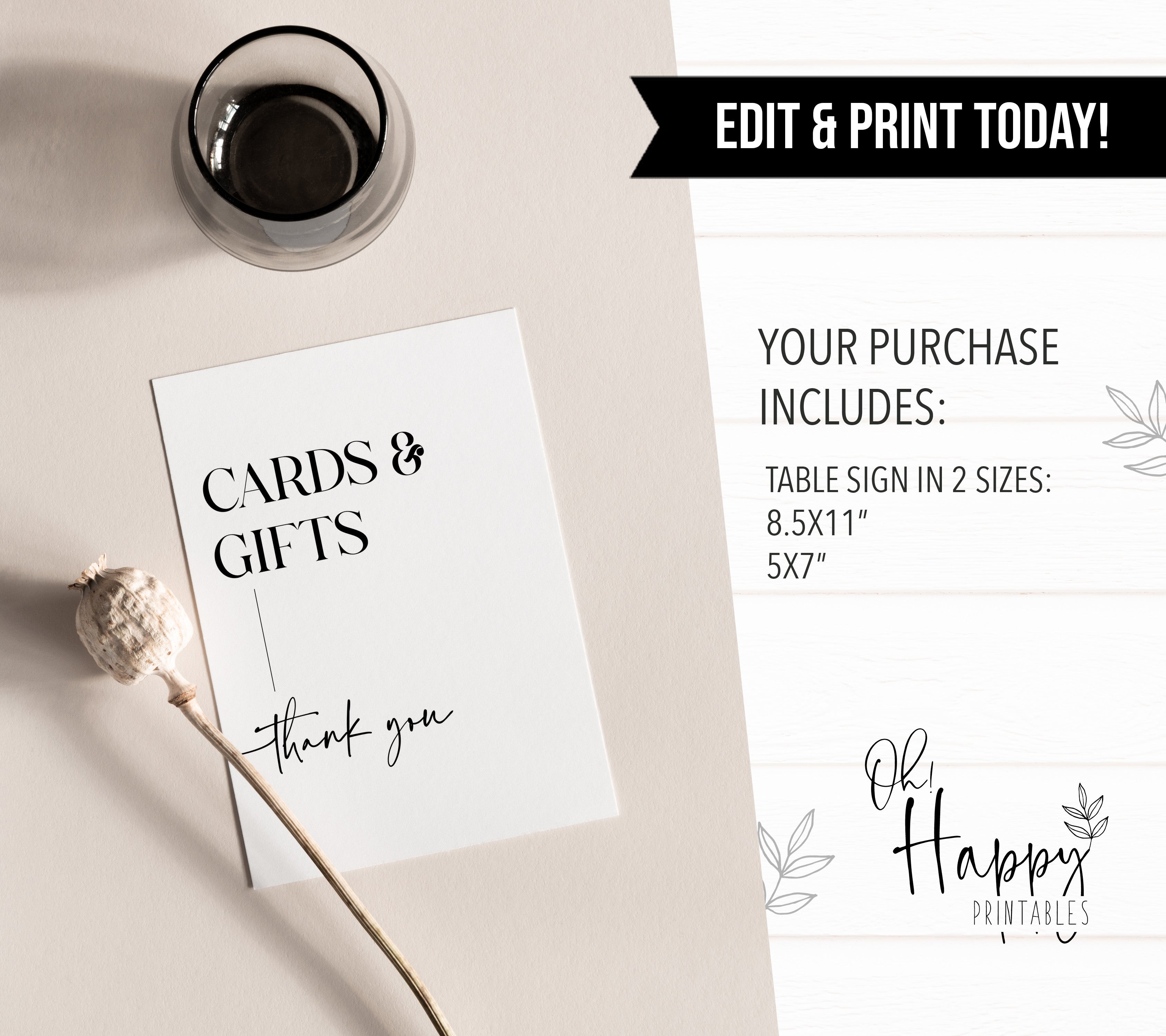 cards and gifts table sign, printable wedding table signs, modern wedding table signs, wedding table decor