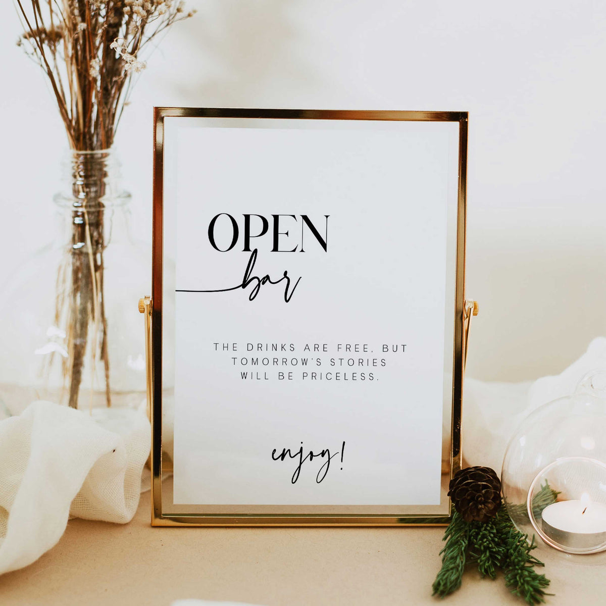 Modern Open Bar Wedding Table Sign | On The Day Stationery – OhHappyPrintables modern-open-bar-wedding-table-sign-on-the-day-stationery-ohhappyprintables