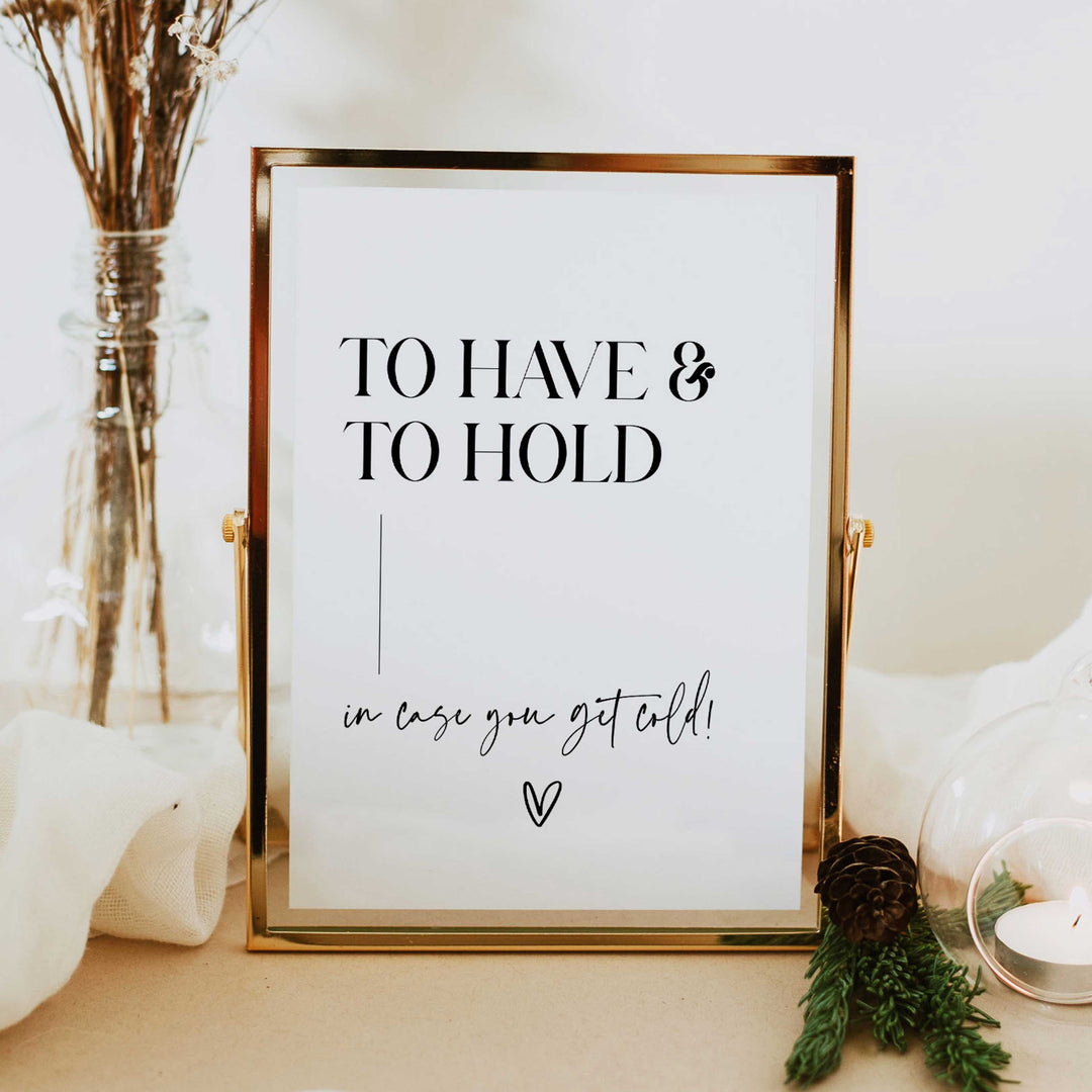 in case you get cold table sign, printable wedding table signs, modern wedding table signs, wedding table decor