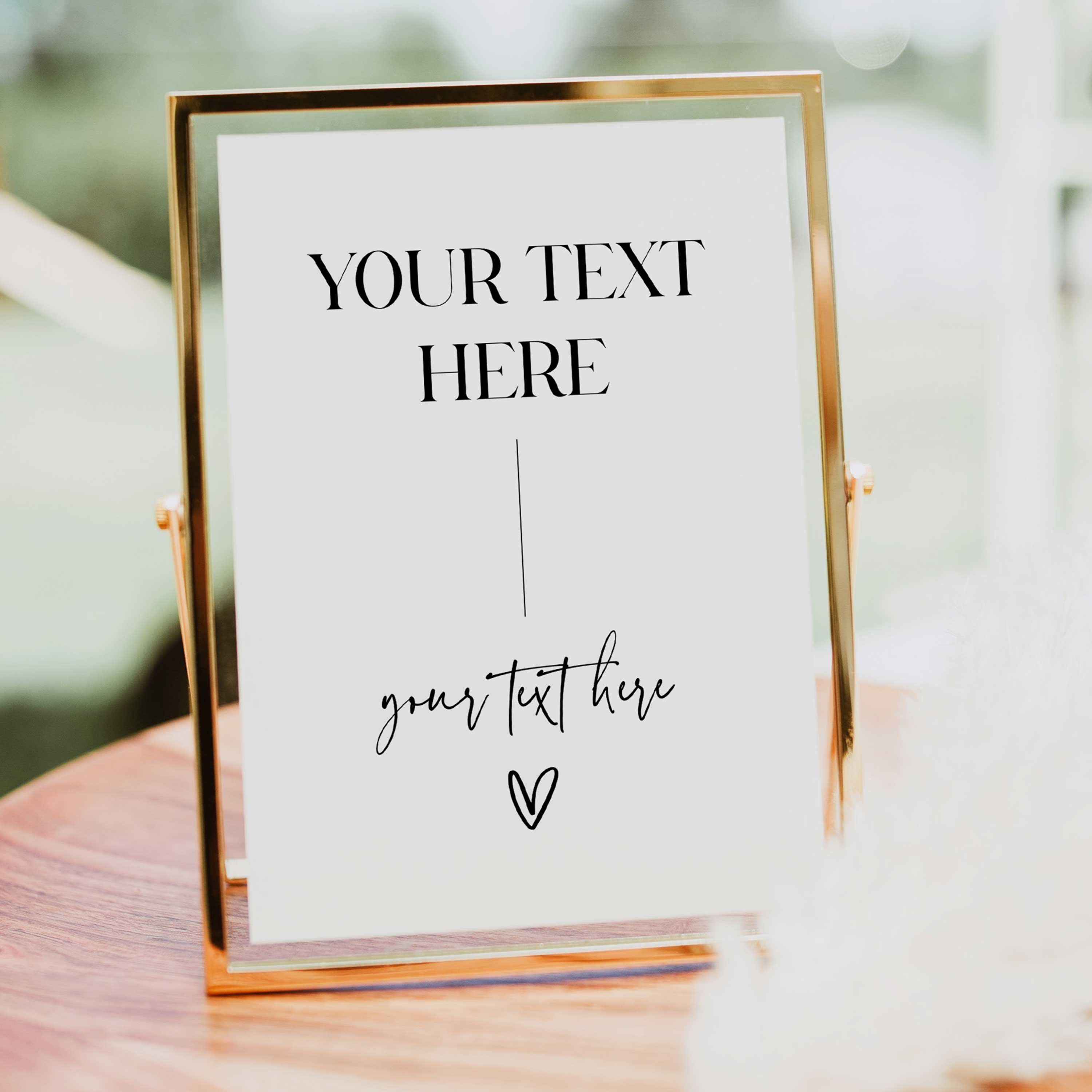 Modern Minimalist Editable Sign Template | On The Day Stationery ...