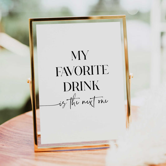 favorite drinks table sign, printable wedding table signs, modern wedding table signs, wedding table decor