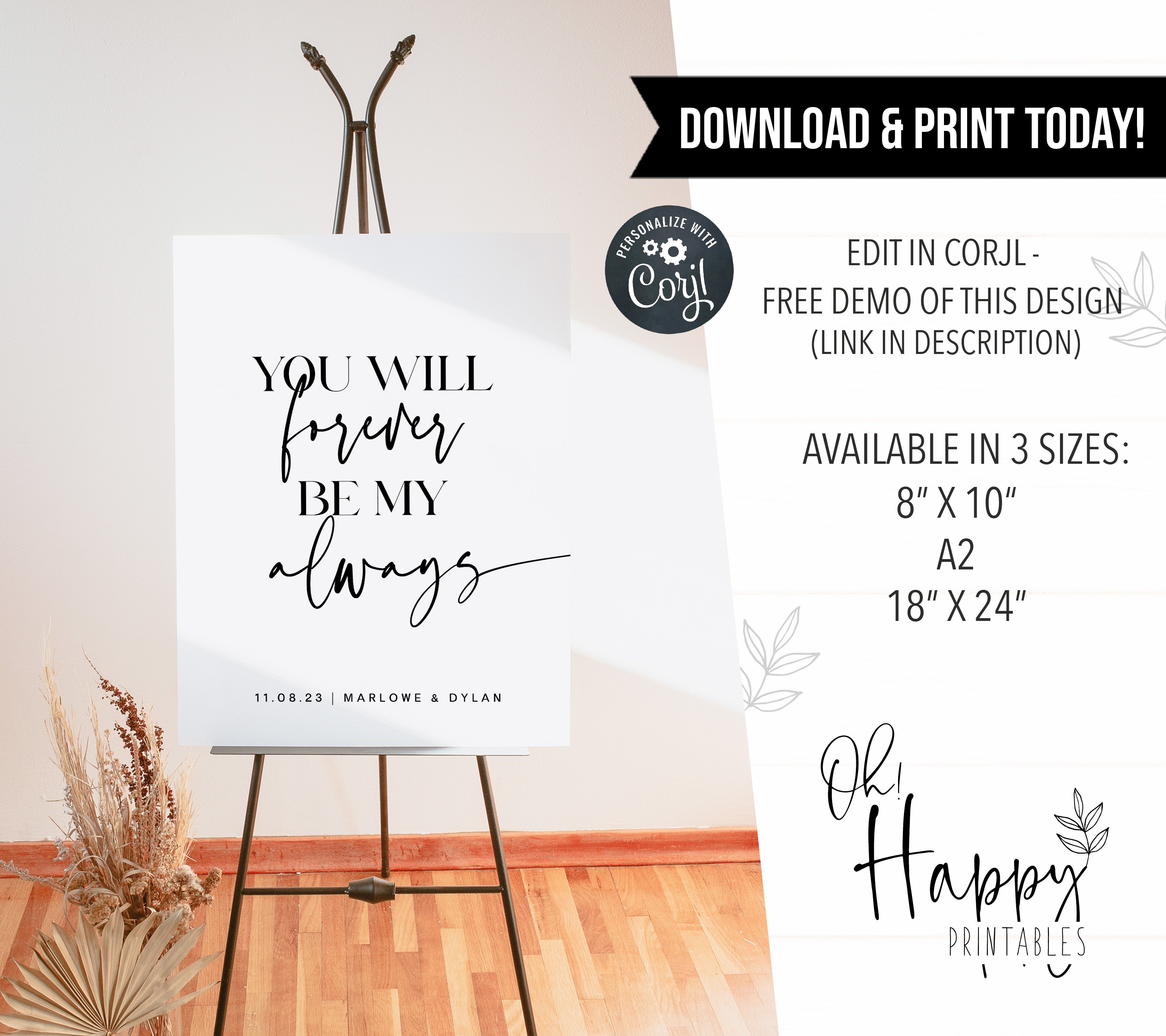 Forever My Always Sign Template | On The Day Stationery – OhHappyPrintables