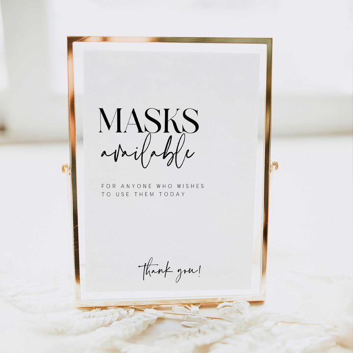 mask available table sign, printable wedding table signs, modern wedding table signs, wedding table decor