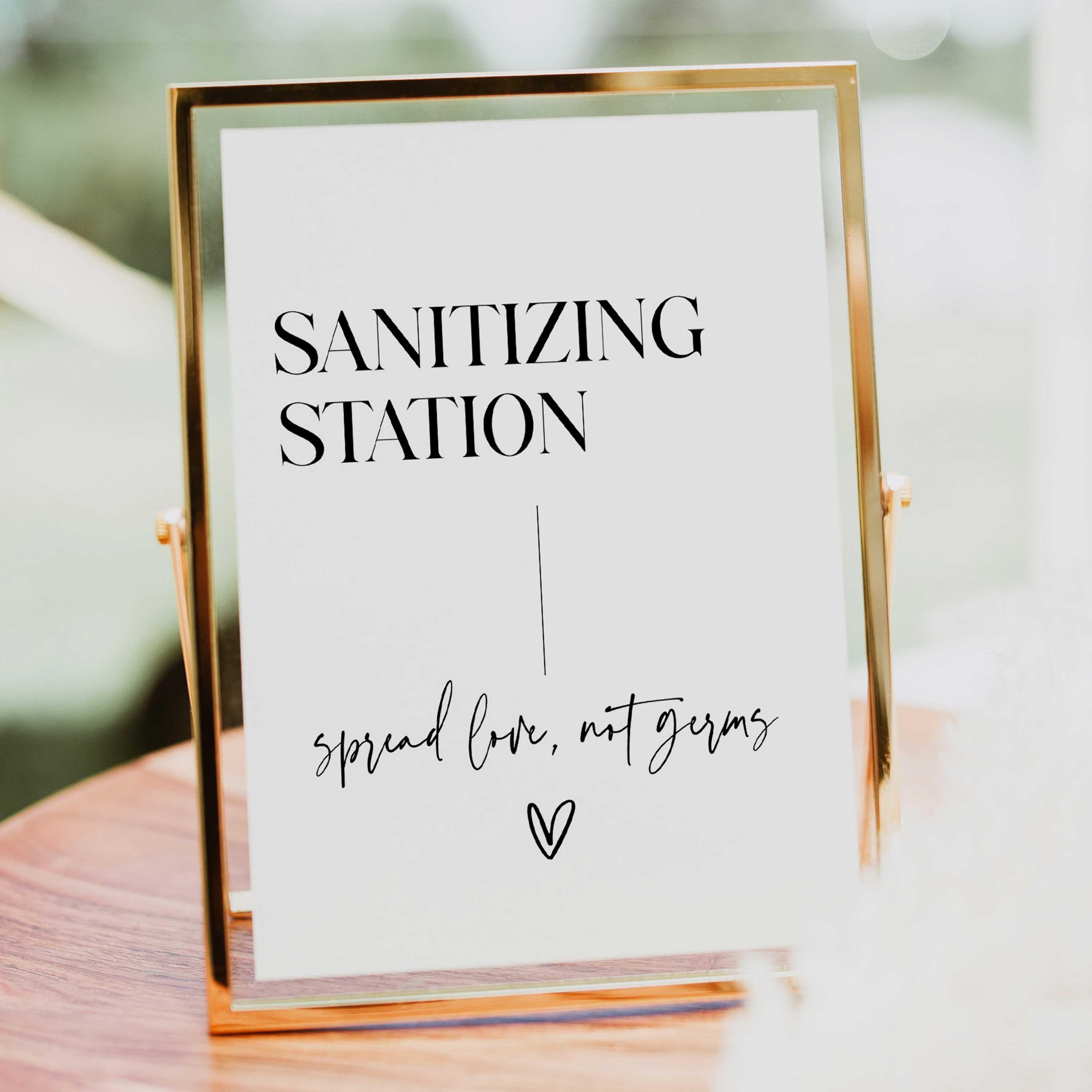 sanitizing station table sign, printable wedding table signs, modern wedding table signs, wedding table decor