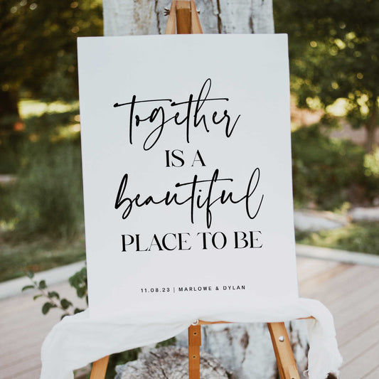 together is beautiful sign, printable wedding signs, editable wedding signs, modern wedding signs, on the day wedding stationery