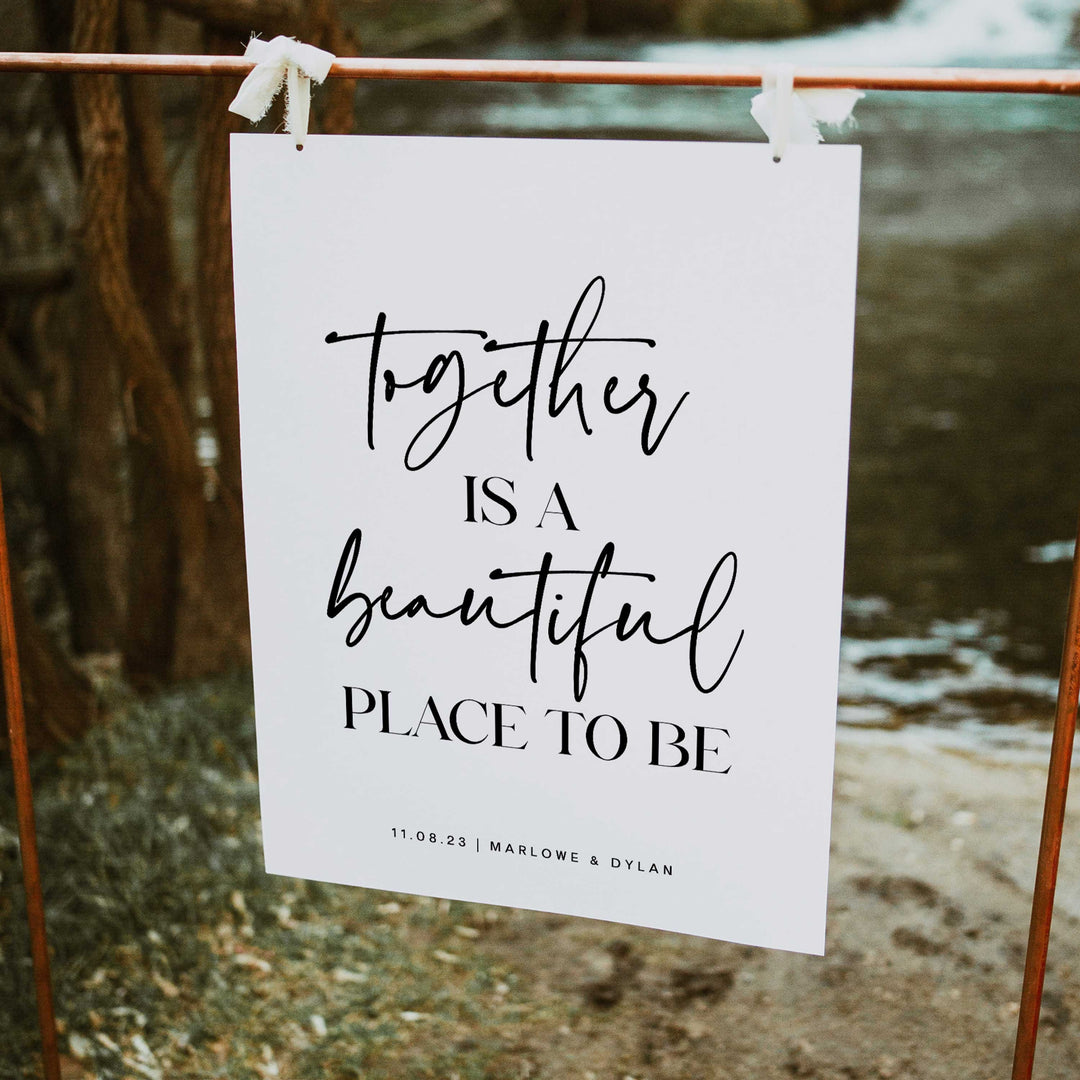 together is beautiful sign, printable wedding signs, editable wedding signs, modern wedding signs, on the day wedding stationery