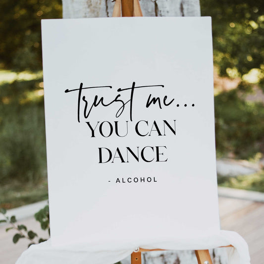 trust me your can dance sign, printable wedding signs, editable wedding signs, modern wedding signs, on the day wedding stationery