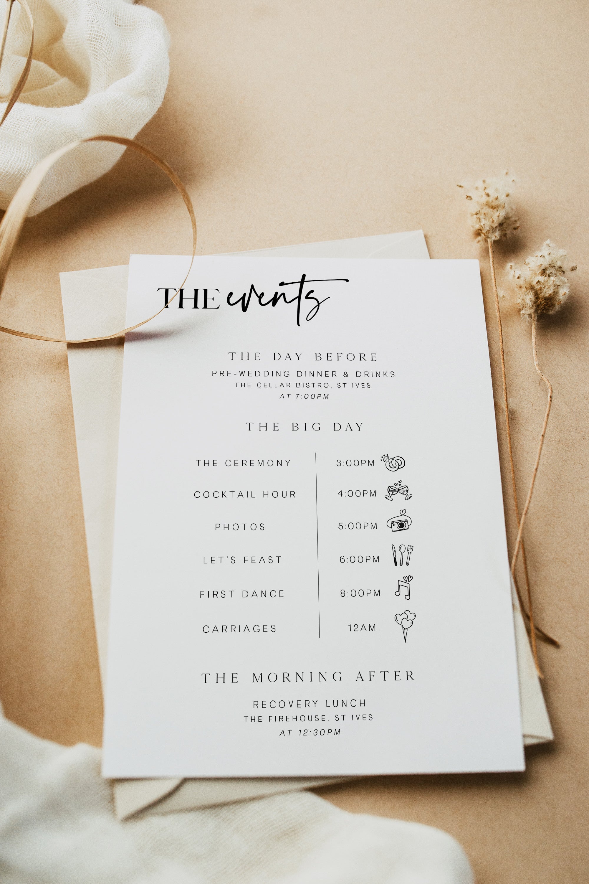 editable wedding timeline, printable wedding timeline, diy wedding timeline, modern wedding stationery, diy wedding stationery