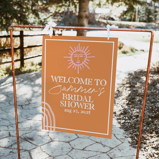 Fully editable and printable hen party weekend welcome sign with a Palm Springs design. Perfect for a Palm Springs bridal shower themed party