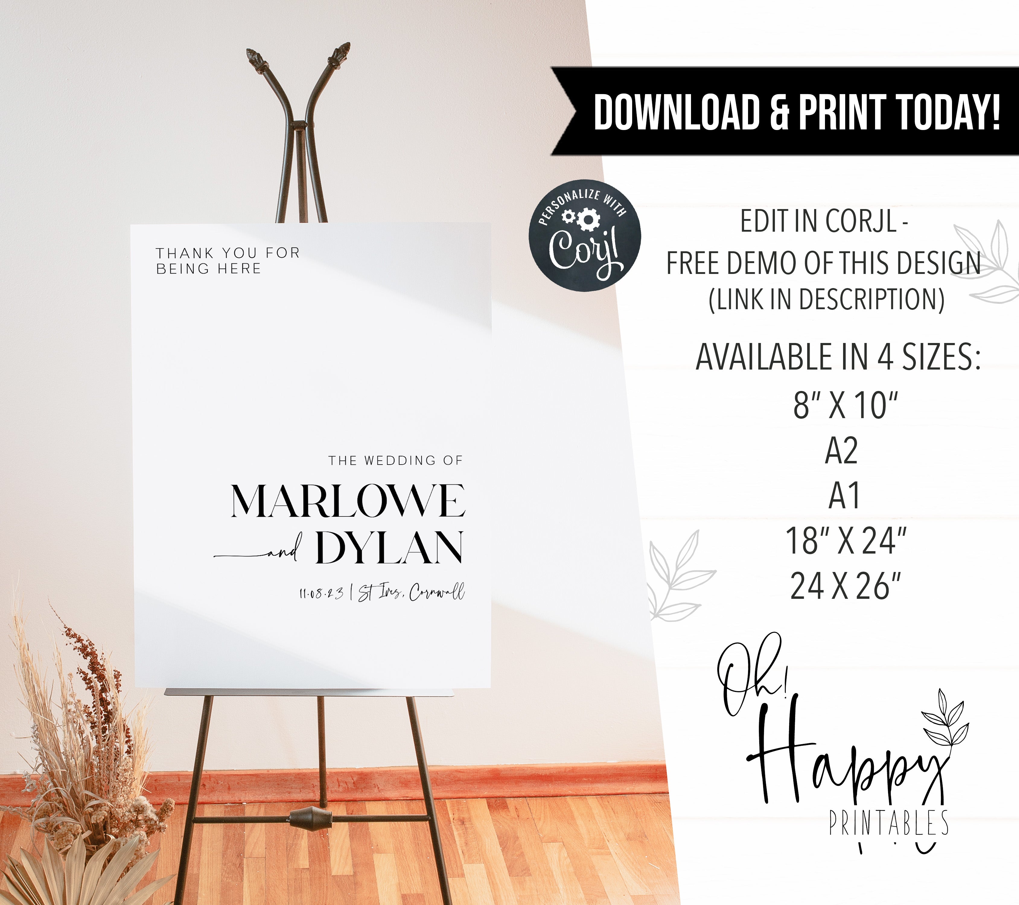 editable wedding welcome signs, printable wedding welcome signs, marlowe wedding signs, wedding welcome signs