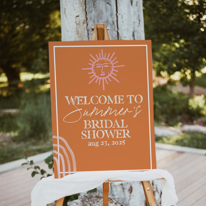 Fully editable and printable hen party weekend welcome sign with a Palm Springs design. Perfect for a Palm Springs bridal shower themed party