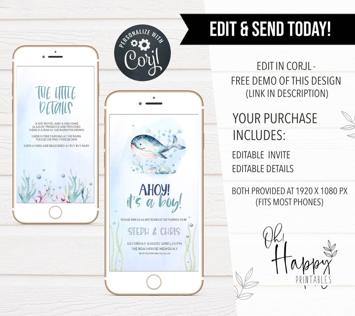 editable whale baby shower invitations, printable whale baby shower invitations, whale baby shower theme