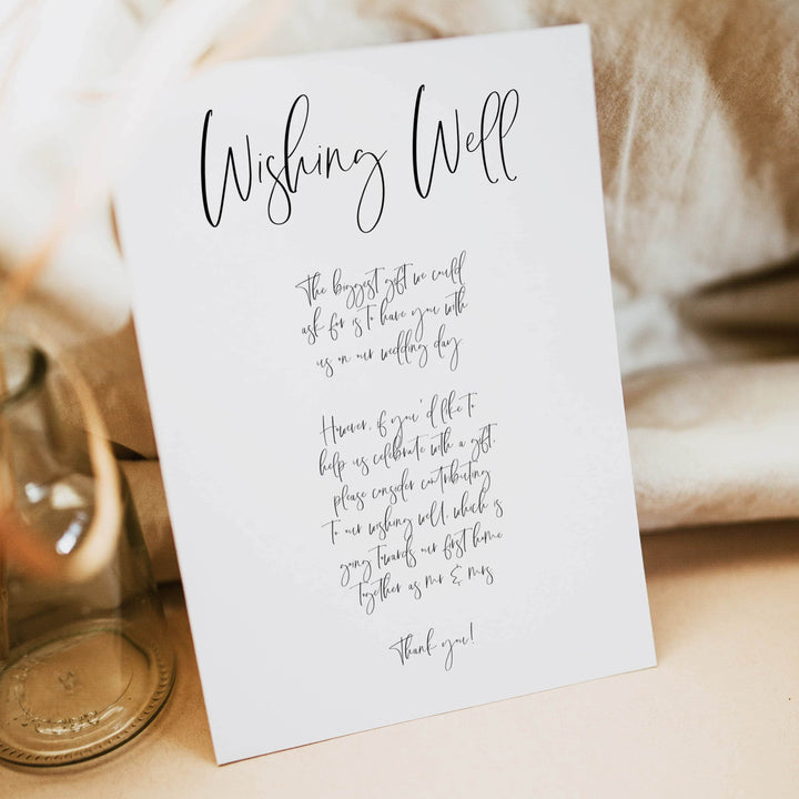 editable wishing well card, printable wishing well card, CALLIGRAPHY editable wedding invitation suite, editable wedding stationery, printable wedding stationery, modern wedding items, wedding save the dates