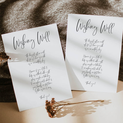 editable wishing well card, printable wishing well card, CALLIGRAPHY editable wedding invitation suite, editable wedding stationery, printable wedding stationery, modern wedding items, wedding save the dates