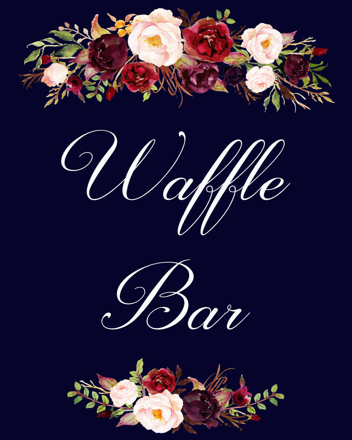 Waffle bar burgundy marsala wedding sign